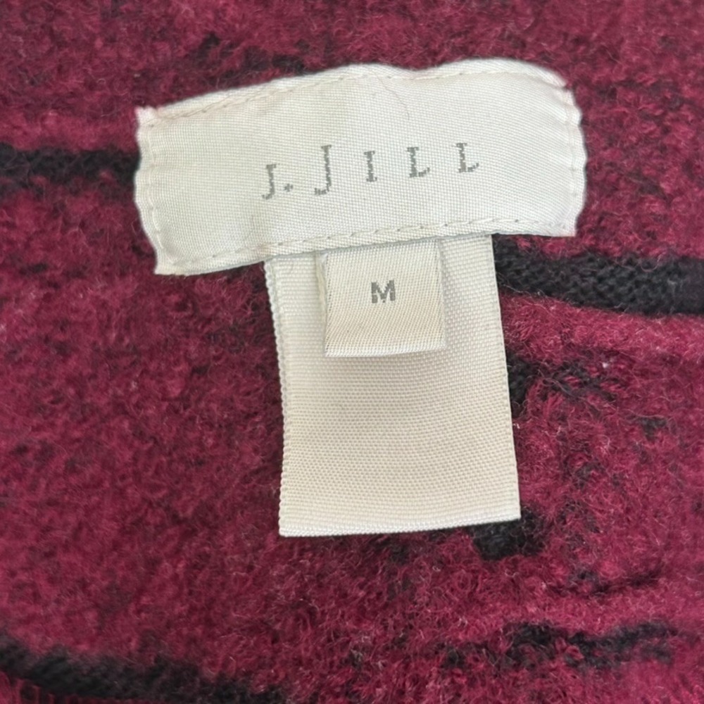 J Jill Womens M Cardigan Wool Sweater Distressed Oversized Burgundy Long Sleeve - Picture 8 of 12
